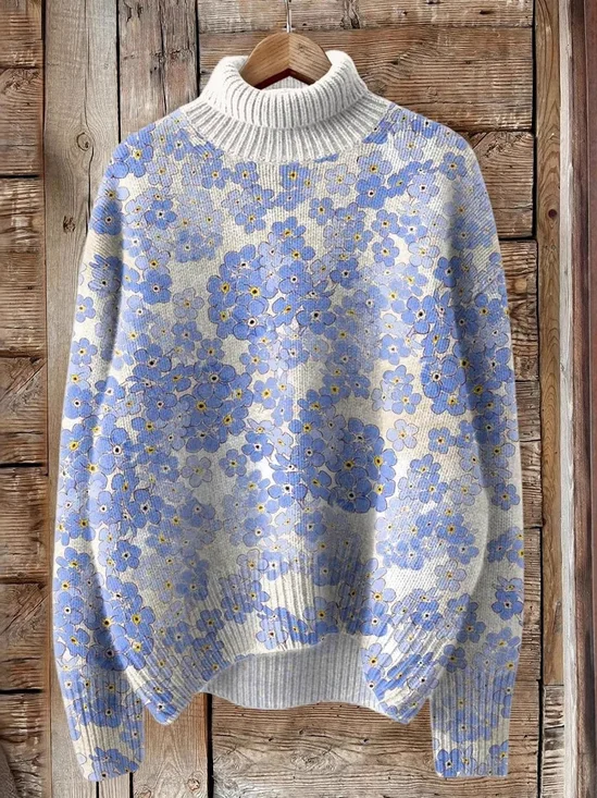 Sweat-shirts Décontracté Floral Printemps / Automne Polyester Quotidien Manches Longues Col Roulé Régulier Régulier pour Femmes