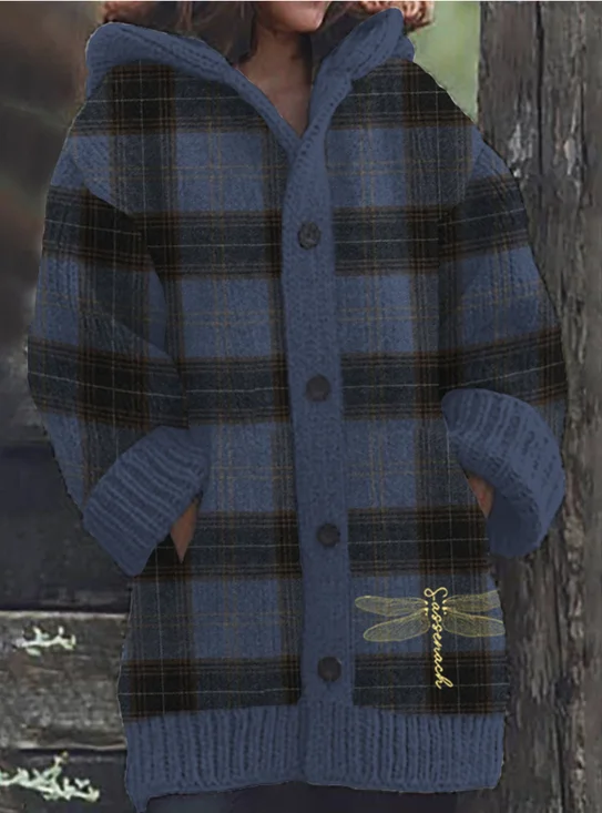 Cardigans Femmes Décontracté Printemps / Automne Plaid Micro-élasticité Quotidien Coupe Régulière Laine/Tricot Mi-long Régulier