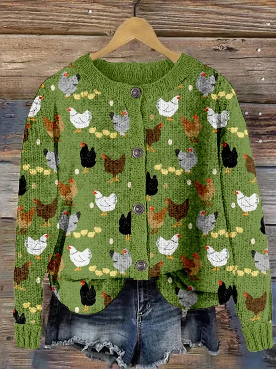 Cardigans Femmes Décontracté Printemps / Automne impression en 3D Micro-élasticité Faire la navette Ample Col Rond Régulier Régulier