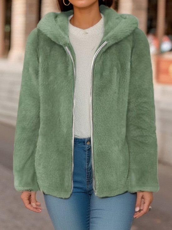 Sweat-shirt à Capuche Manches Longues Régulier Plain Blouson pour Femmes