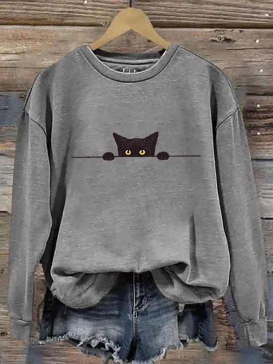 Sweat-shirts Rétro Printemps / Automne impression en 3D Polyester Quotidien Ample Manches Longues Droit Régulier pour Femmes