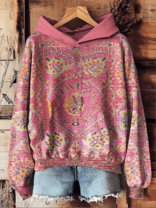 Sweat-shirts Femmes Décontracté Floral Printemps / Automne Polyester Sweat-shirt à Capuche Quotidien Ample Régulier Droit