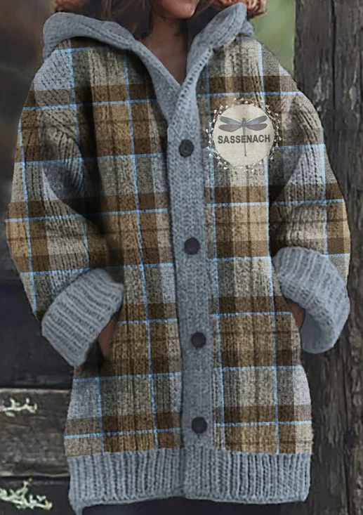Cardigans Femmes Décontracté Printemps / Automne Plaid Micro-élasticité Quotidien Coupe Régulière Laine/Tricot Trapèze Régulier