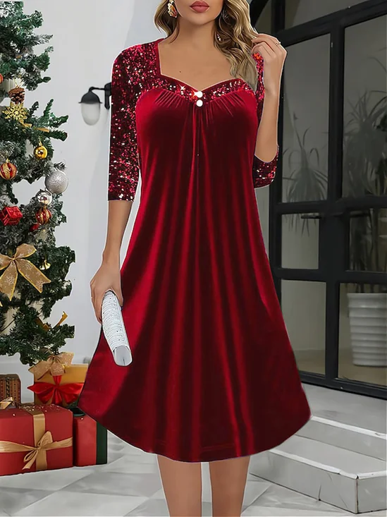 Femmes Plain Couleur 1 Col Carré Confortable Robe Maxi Décontracté