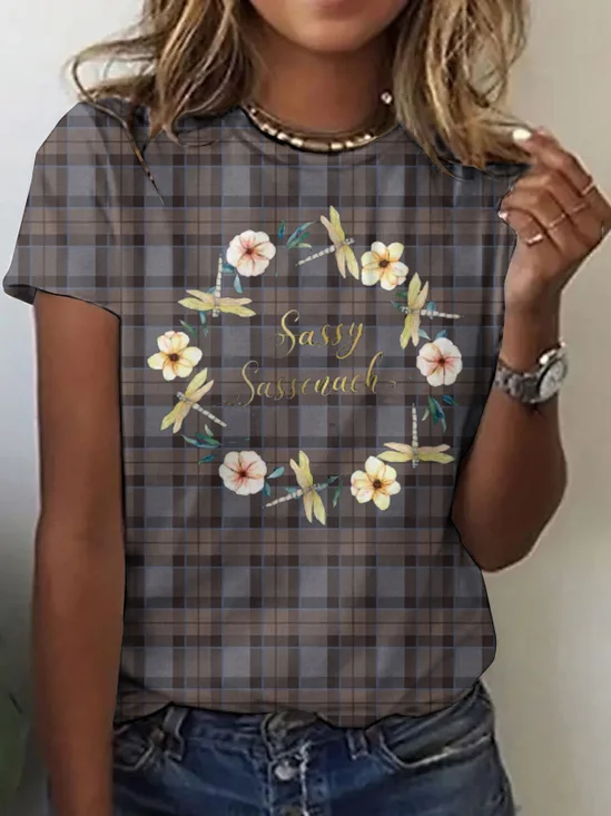 T-shirts Rétro La peinture Été Micro-élasticité Quotidien Coupe Régulière Manches Courtes Col Rond Régulier pour Femmes