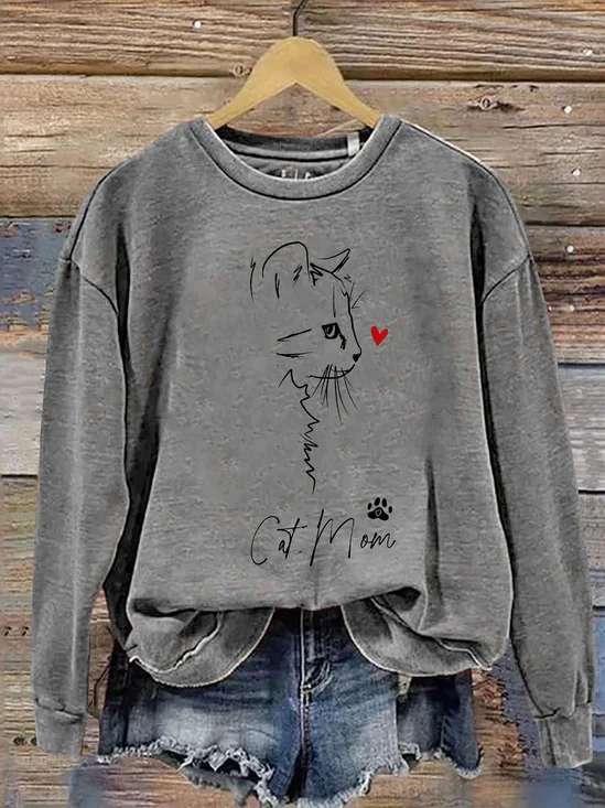 Sweat-shirts Rétro Printemps / Automne impression en 3D Micro-élasticité Quotidien Col Rond Régulier Droit Régulier pour Femmes
