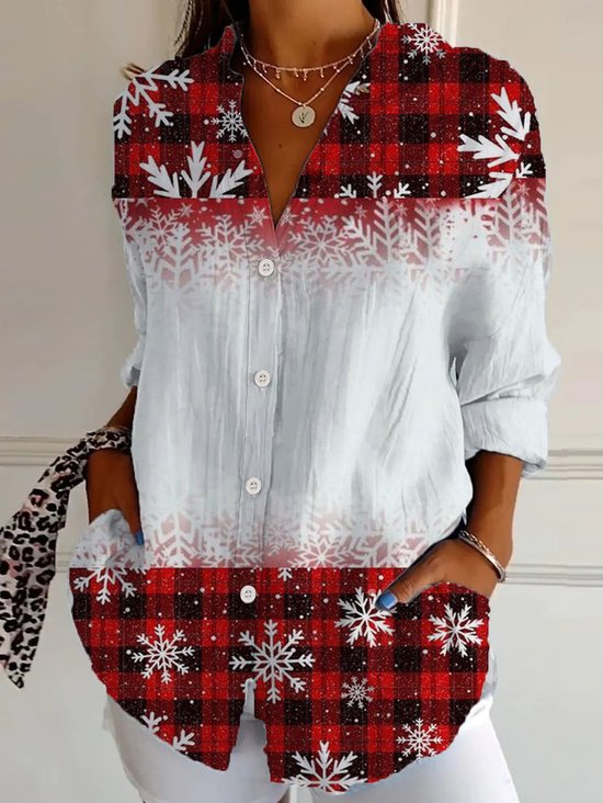 Chemises Décontracté Printemps / Automne Plaid Polyester Aucune élasticité Quotidien Régulier Droit T.-N.-L. pour Femmes