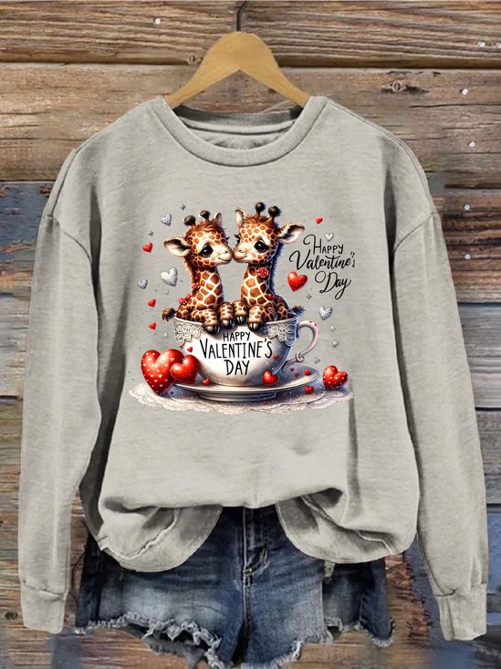 Sweat-shirts Décontracté Printemps / Automne Cerf Micro-élasticité Quotidien 1 * Top Manches Longues Régulier Droit pour Femmes