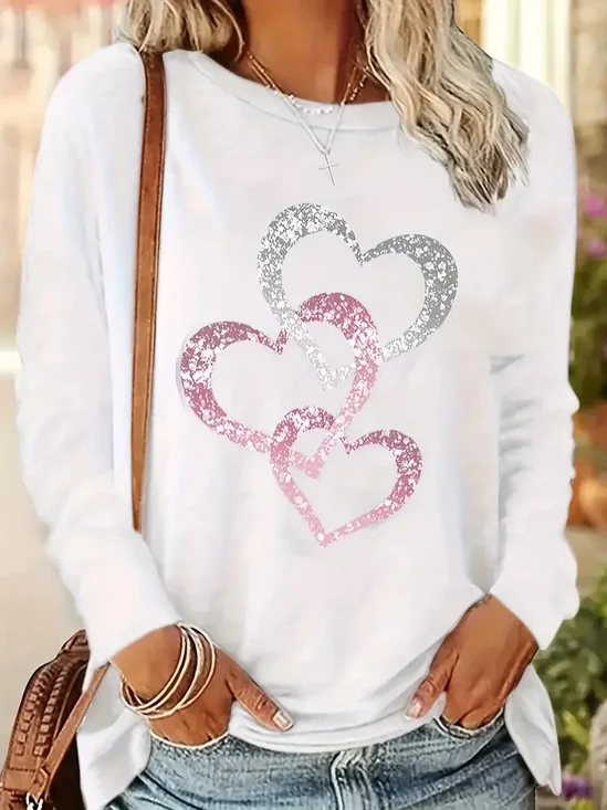 T-shirts Femmes Géométrique Décontracté Printemps / Automne Quotidien Manches Longues Col Rond Régulier Droit Régulier