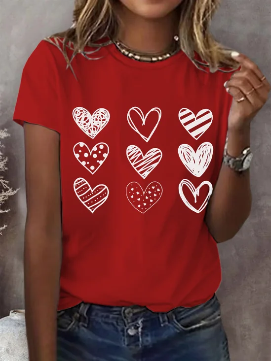 T-shirts Femmes Décontracté Été Coeur/cordé Imprimé Quotidien Ample Manches Courtes Droit Régulier