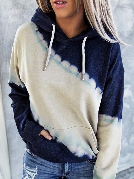 Sweat-shirts Femmes Décontracté Bloc de Couleur Printemps / Automne Sweat-shirt à Capuche Micro-élasticité Quotidien Ample Régulier Droit