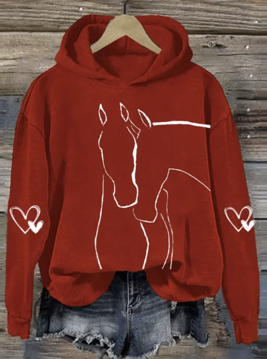 à Capuche Décontracté Imprimé d'Animal Printemps / Automne Polyester Sweat-shirt à Capuche Micro-élasticité Quotidien Régulier Trapèze pour Femmes