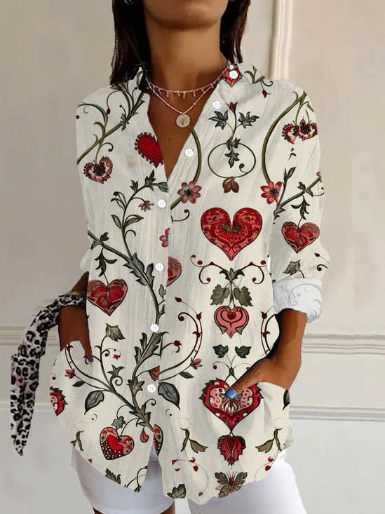 Chemises Femmes Décontracté Floral Printemps / Automne Aucune élasticité Manches Longues Régulier Boucle Régulier T.-N.-L.