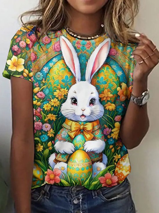 T-shirts Décontracté Imprimé d'Animal Été Polyester Micro-élasticité Vacances Coupe Régulière Régulier Trapèze pour Femmes