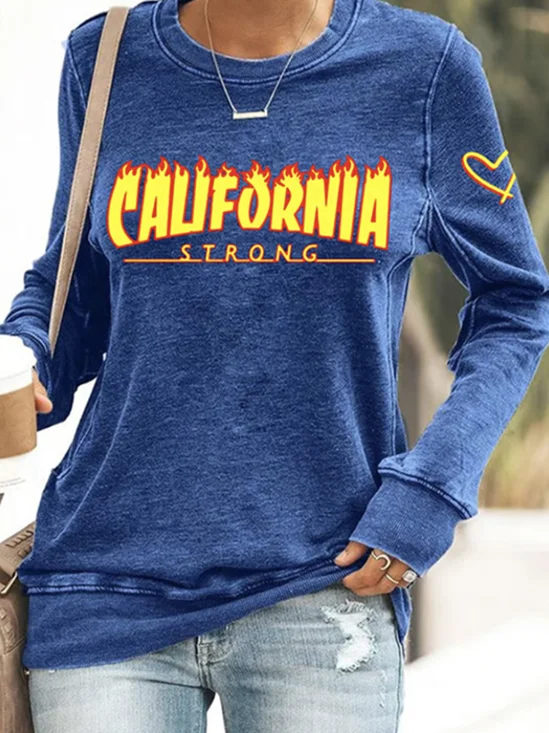 Sweat-shirts Rétro Printemps / Automne Lettres de texte Coton Micro-élasticité Quotidien Coupe Régulière Manches Longues Régulier pour Femmes