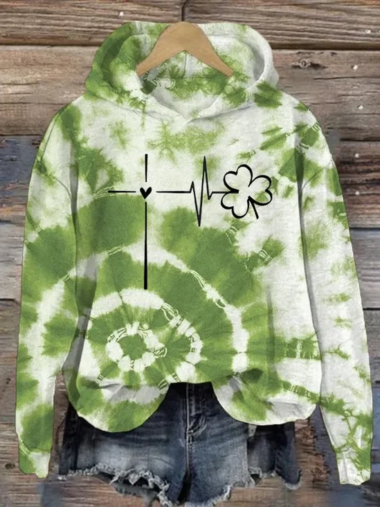à Capuche Décontracté Printemps / Automne Croisé Coton Imprimé Sweat-shirt à Capuche Micro-élasticité Régulier Régulier pour Femmes