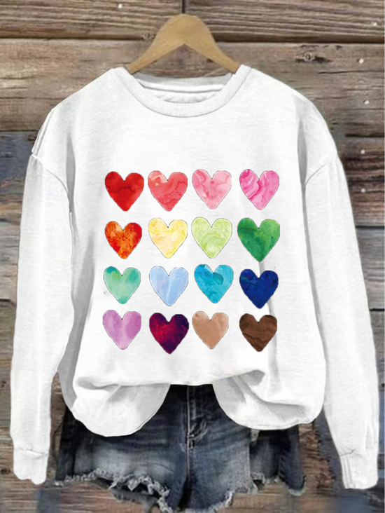 Sweat-shirts Femmes Décontracté Printemps / Automne Coeur/cordé Polyester Imprimé Aucune élasticité Col Rond Régulier Droit