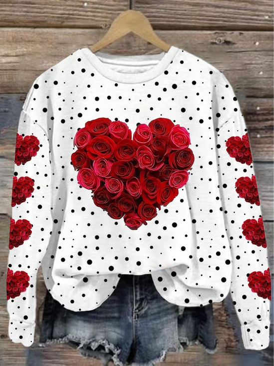 Sweat-shirts Femmes Pois Polka Décontracté Printemps / Automne Polyester Imprimé Quotidien Ample Régulier Droit