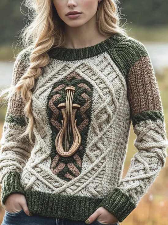 Pulls Décontracté Imprimé d'Animal Printemps / Automne Micro-élasticité Quotidien Coupe Régulière Manches Longues Col Rond Laine/Tricot pour Femmes