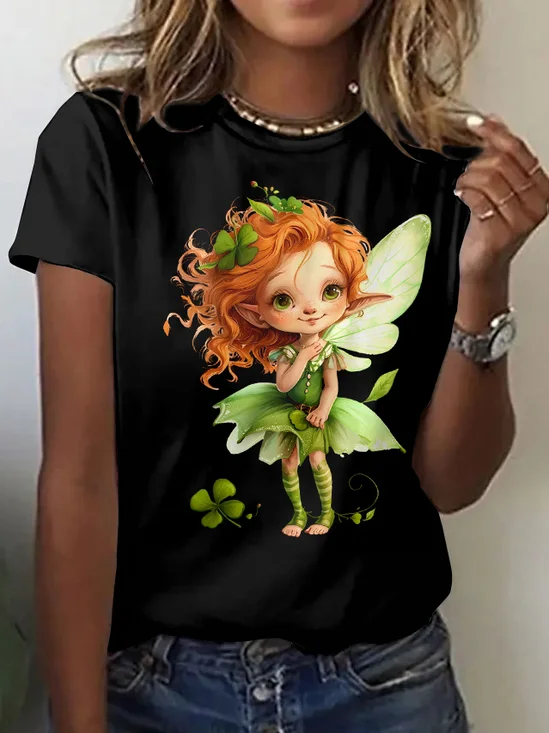 T-shirts Décontracté La peinture Été Micro-élasticité Quotidien Coupe Régulière Manches Courtes Trapèze Régulier pour Femmes