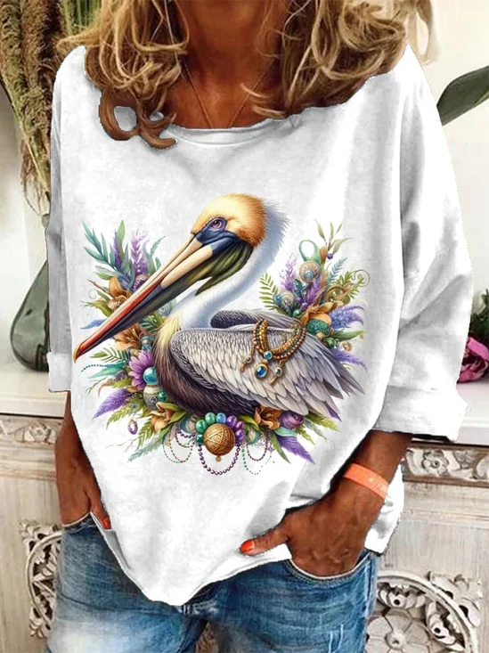 Sweat-shirts Décontracté Imprimé d'Animal Printemps / Automne Polyester Imprimé Manches Longues Régulier Droit Régulier pour Femmes
