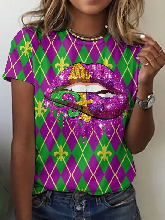 T-shirts Rétro Plain Été Quotidien Manches Courtes Col Rond Régulier Trapèze Régulier pour Femmes
