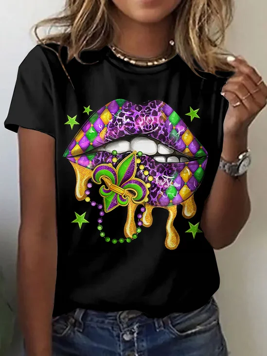 T-shirts Femmes Décontracté La peinture Été Micro-élasticité Quotidien Manches Courtes Col Rond Trapèze Régulier