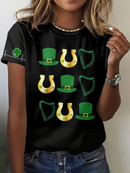 T-shirts Rétro Imprimé d'Animal Été Coupe Régulière Manches Courtes Col Rond Régulier Trapèze Régulier pour Femmes