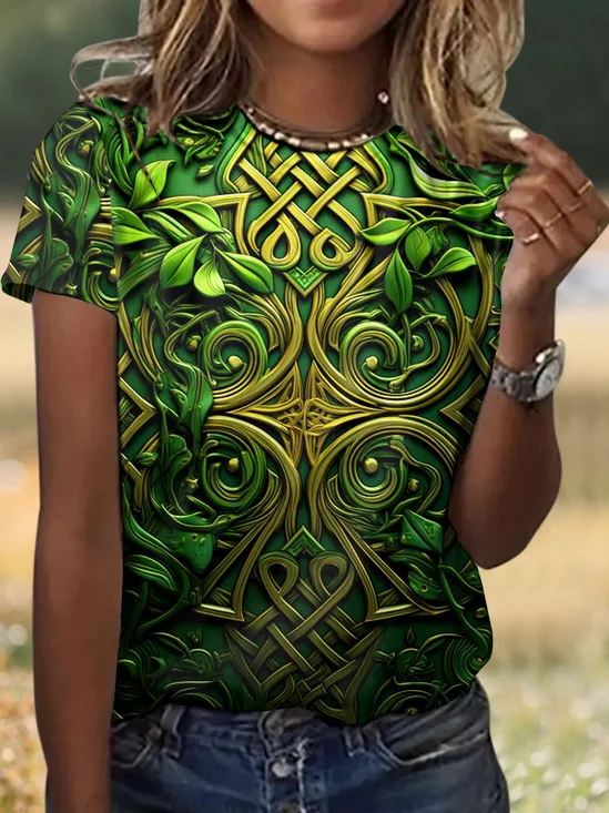 T-shirts Décontracté La peinture Été Micro-élasticité Quotidien Manches Courtes Col Rond Régulier Régulier pour Femmes