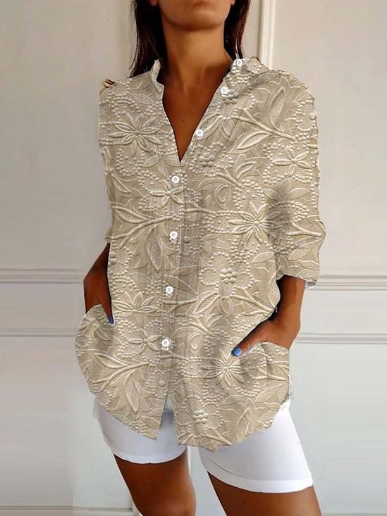 Chemises Femmes Décontracté Printemps / Automne impression en 3D Polyester Vacances Ample Droit Col de Chemise T.-N.-L.