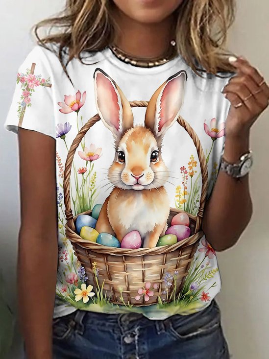 T-shirts Décontracté Imprimé d'Animal Été Vacances Coupe Régulière Manches Courtes Col Rond Trapèze Régulier pour Femmes