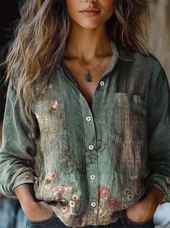 Chemises Décontracté impression en 3D Printemps / Automne Polyester Micro-élasticité Vacances Ample Manches Longues Droit pour Femmes