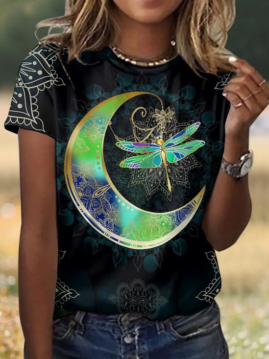 T-shirts Femmes Géométrique Décontracté Été Coton Vacances Coupe Régulière Régulier Trapèze Régulier