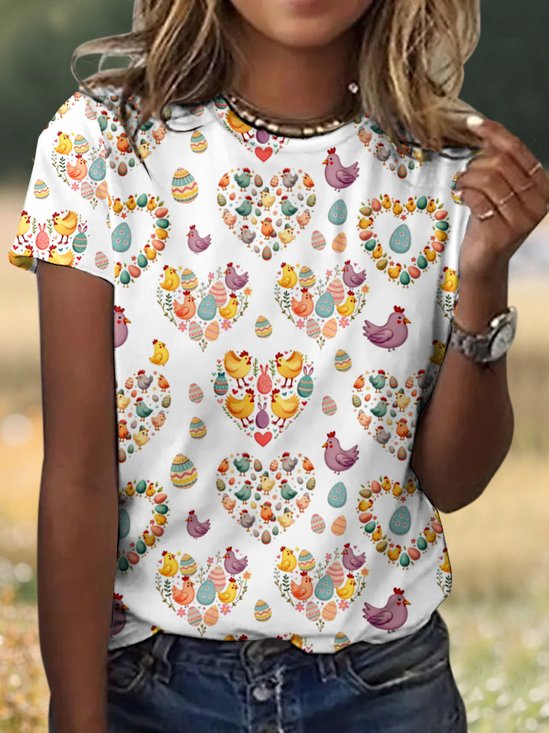T-shirts Femmes Géométrique Décontracté Été Polyester Vacances Coupe Régulière Col Rond Trapèze Régulier