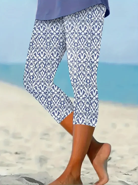 Pantalons Décontracté Floral Été Imprimé Viscose Aucune élasticité Coupe Régulière Régulier T.-N.-L. pour Femmes