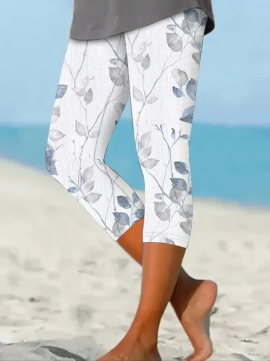 Pantalons Femmes Décontracté Floral Été Viscose Aucune élasticité Quotidien Coupe Régulière Corsaire Legging