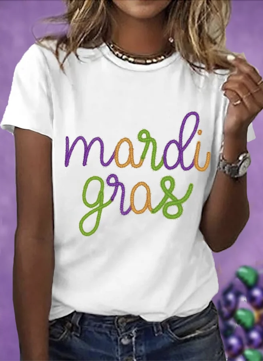 T-shirts Femmes Décontracté Été Lettres de texte Vacances Coupe Régulière Manches Courtes Col Rond Régulier Régulier
