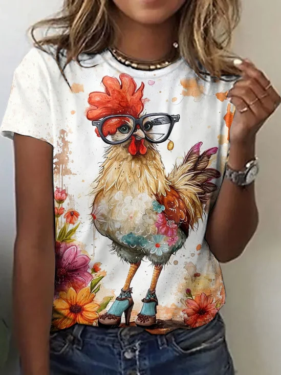 T-shirts Rétro Plain Été Polyester Micro-élasticité Coupe Régulière Régulier Trapèze Régulier pour Femmes