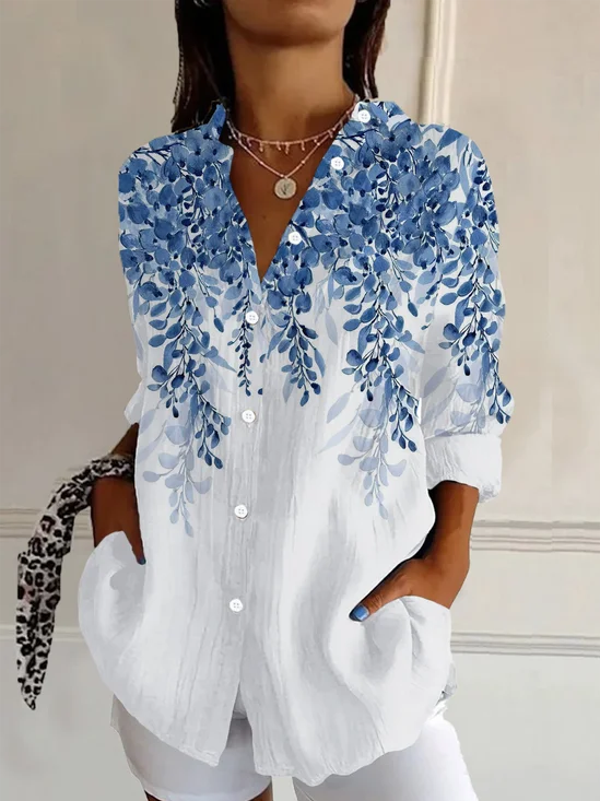 Chemises Femmes Décontracté Floral Printemps / Automne Aucune élasticité Quotidien Régulier Régulier Col de Chemise T.-N.-L.