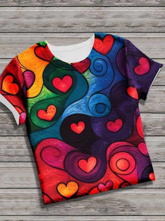 T-shirts Décontracté Plain Été Polyester Micro-élasticité Quotidien Manches Courtes Col Rond Trapèze pour Femmes