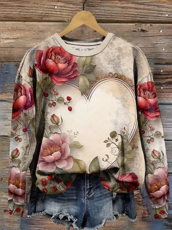 Sweat-shirts Décontracté Coeur/cordé Printemps / Automne Naturel Aucune élasticité Quotidien Manches Longues Col Rond Régulier pour Femmes