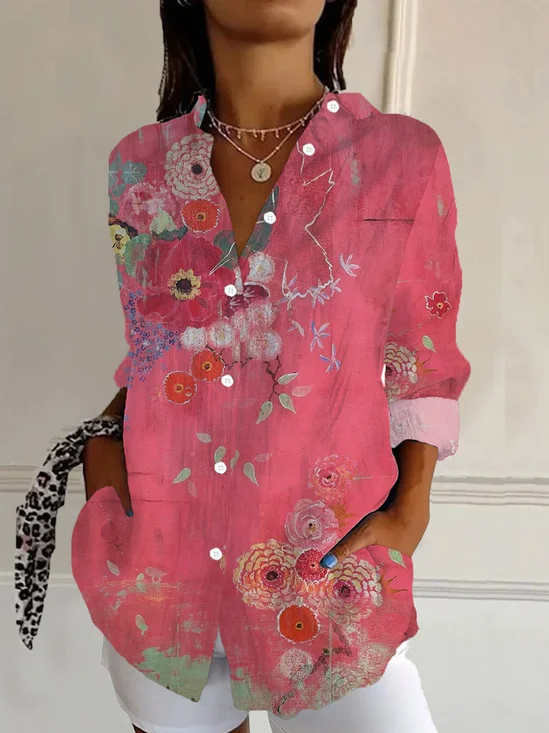 Chemises Décontracté Floral Printemps / Automne Polyester Ample Régulier Droit Régulier T.-N.-L. pour Femmes