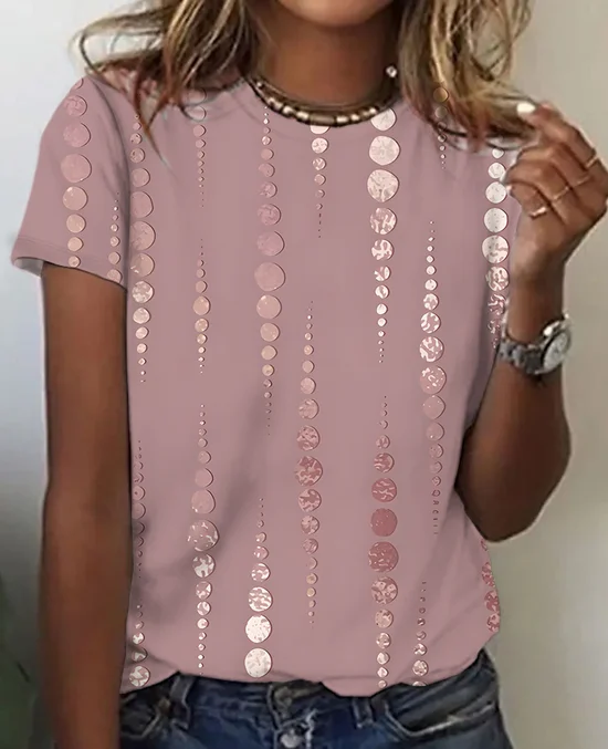 T-shirts Pois Polka Décontracté Été Quotidien Ample Jersey Col Rond Régulier Régulier pour Femmes