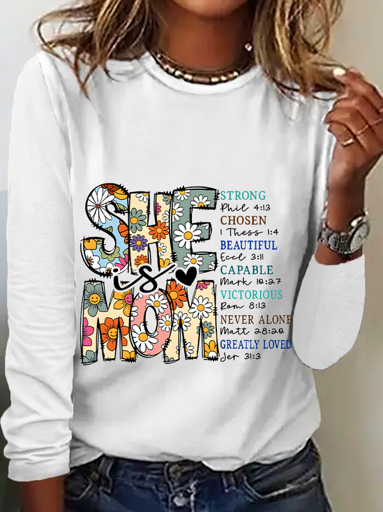 Blouses Décontracté Printemps / Automne Lettres de texte Quotidien Manches Longues en Mélangé de Coton Régulier Régulier Élasticité moyenne pour Femmes
