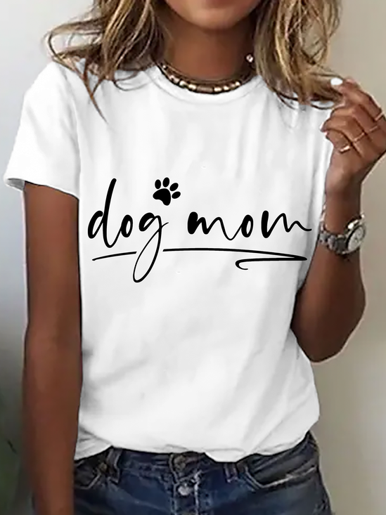 T-shirts Femmes Décontracté Été Lettres de texte Coton Micro-élasticité Ample Manches Courtes Col Rond Régulier