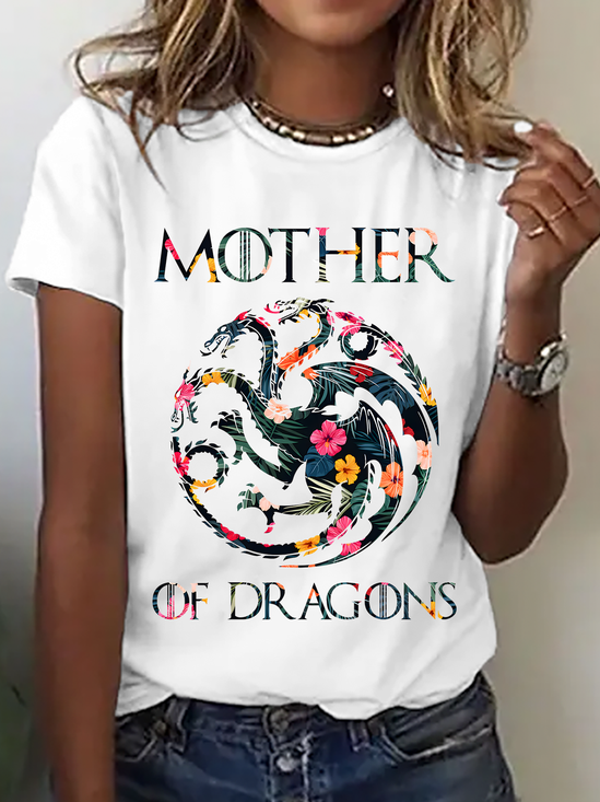 T-shirts Décontracté Été Lettres de texte Coton Micro-élasticité Quotidien Ample Manches Courtes Droit pour Femmes