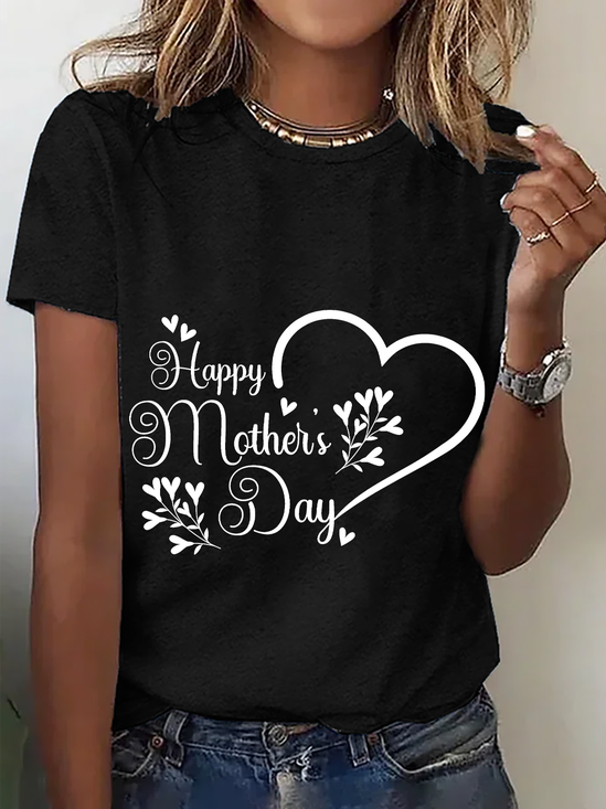 T-shirts Femmes Décontracté Été Lettres de texte Coton Micro-élasticité Quotidien Ample Manches Courtes Régulier