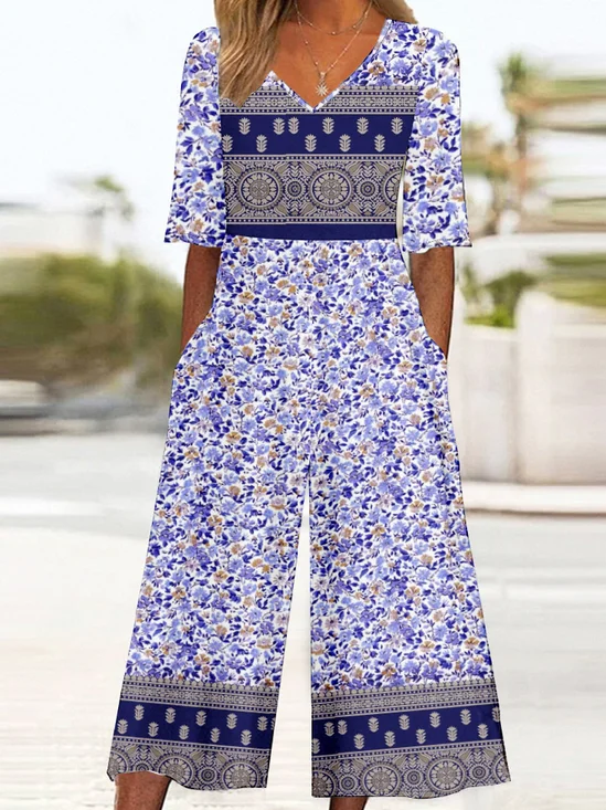 Combinaisons Femmes Décontracté Été Multicolore Bloc Polyester Naturel Micro-élasticité Ample Demi Manche Régulier