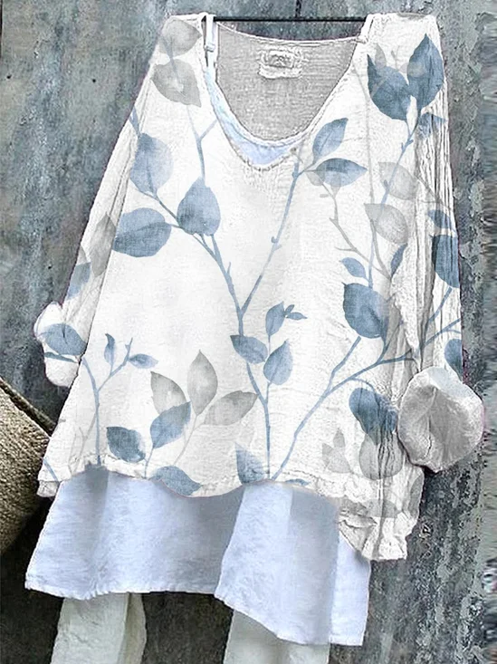 Blouses Décontracté Floral Printemps / Automne Polyester Imprimé Micro-élasticité Manches Longues Droit Régulier pour Femmes