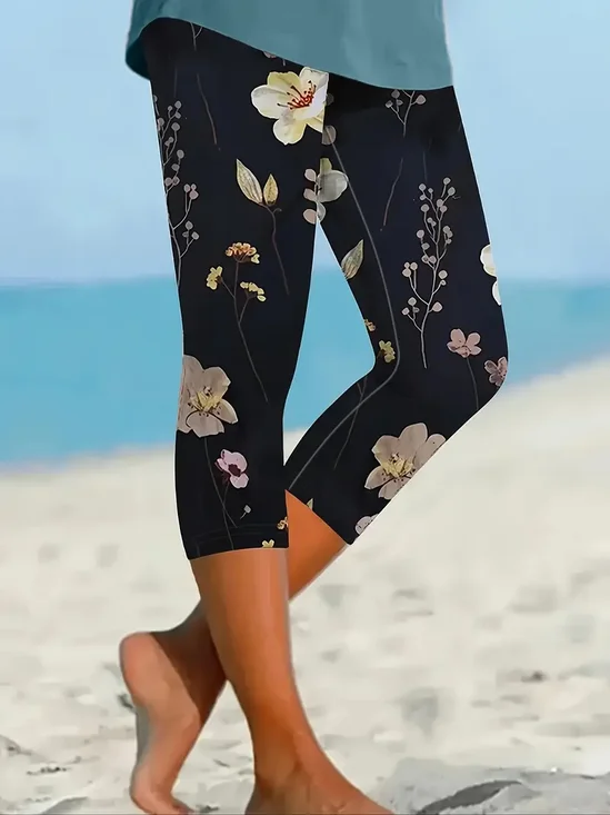 Pantalons Décontracté Floral Été Naturel Aucune élasticité Quotidien Coupe Régulière Régulier T.-N.-L. pour Femmes